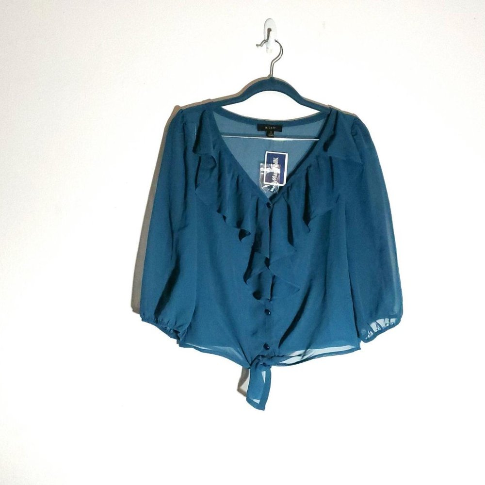 Mine Sheer Blue Green Cardigan S